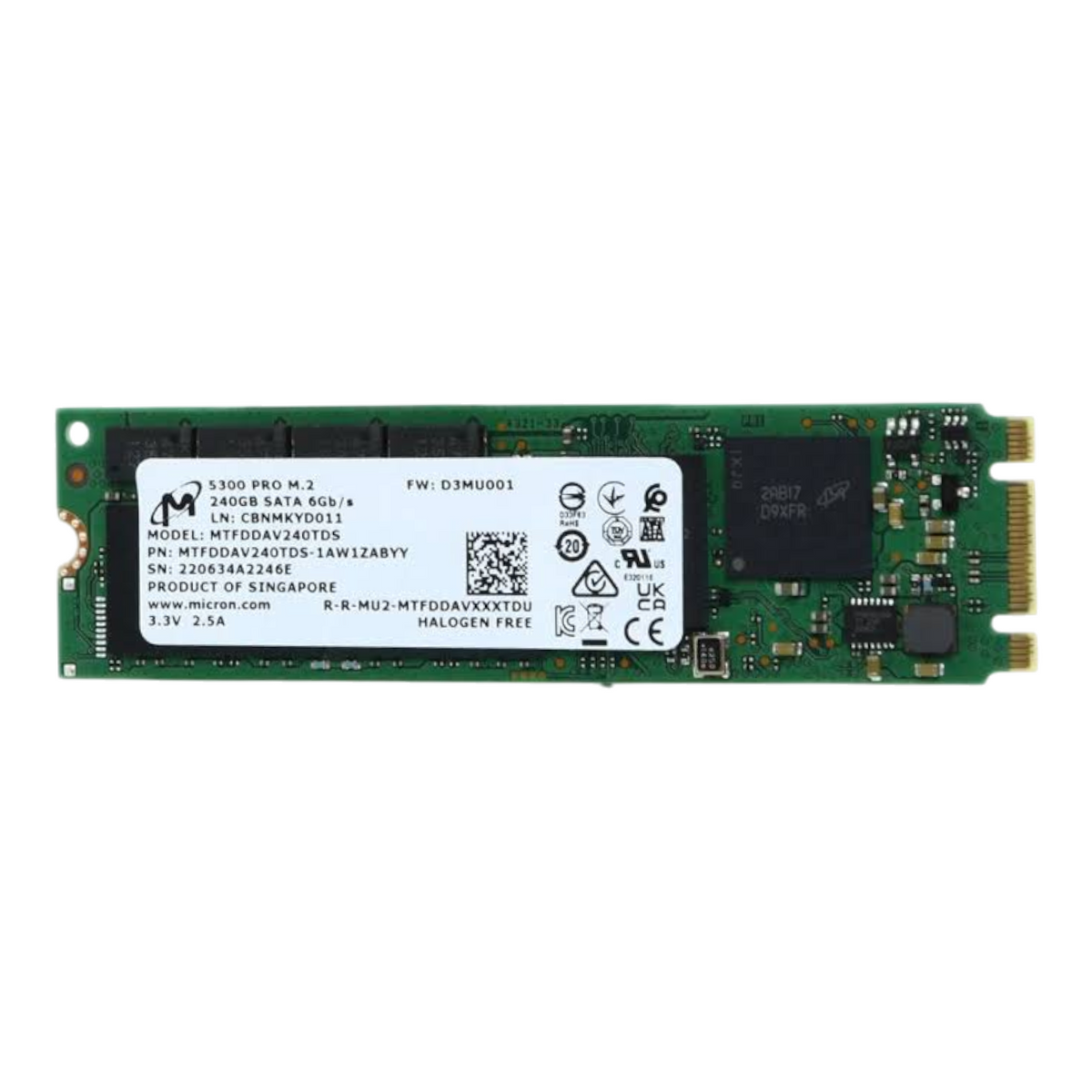 Micron 5300 Pro 240GB SATA 6G Read Intensive TLC M.2 SSD MTFDDAV240TDS-1AW1ZABYY