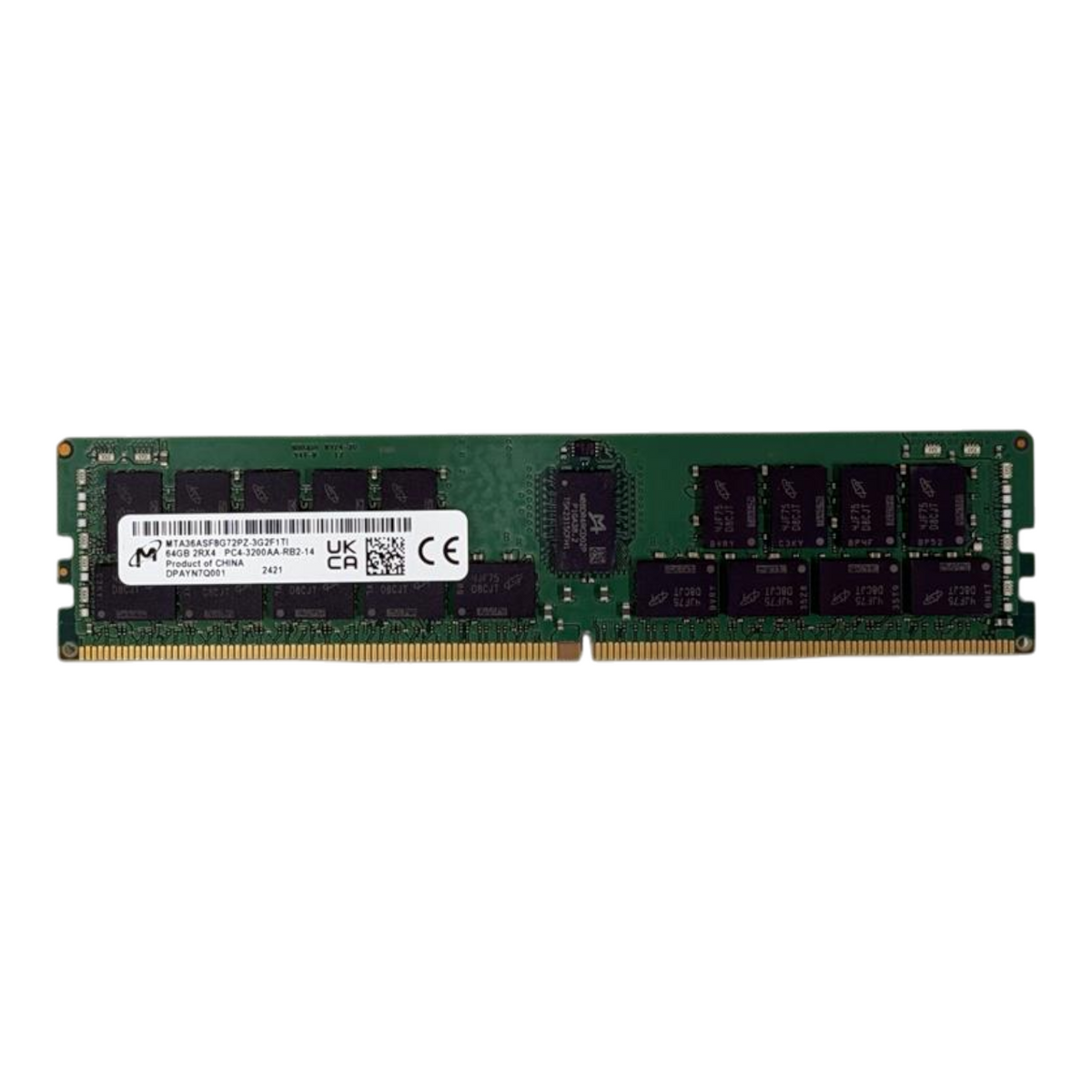 New Micron 64GB 2RX4 PC4-3200AA DDR4-25600 ECC RDIMM RAM MTA36ASF8G72PZ-3G2F1TI