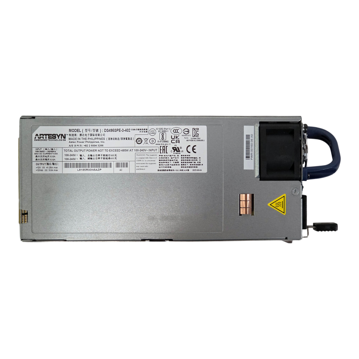 Arista PWR-00160-06 7050X / 7280 Series 495W AC 1U B2F Switch Power Supply PSU