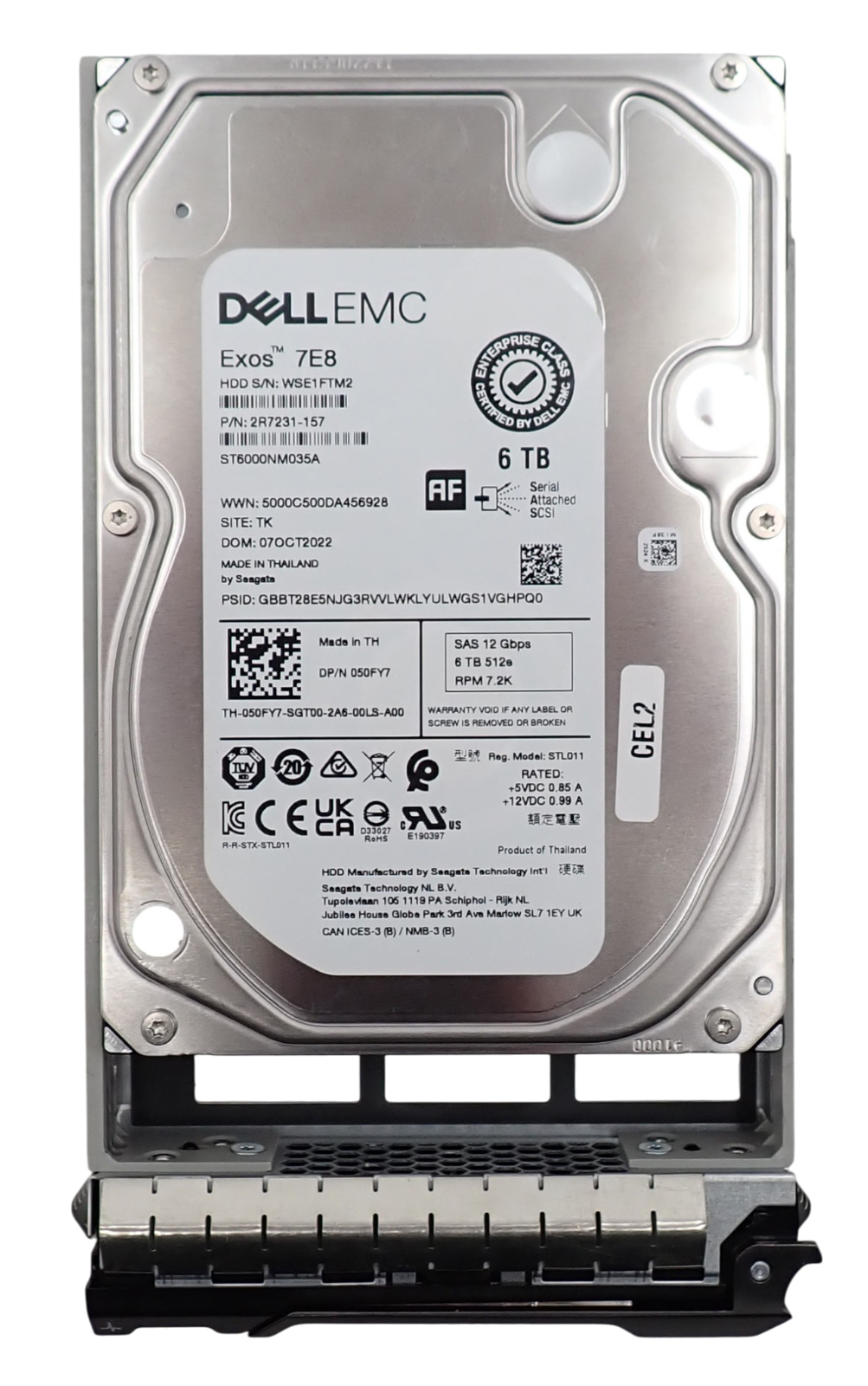 Dell 6TB 7.2K SAS 12G 3.5" Hard Drive HDD 50FY7 ST6000NM035A + 13th Gen Caddy