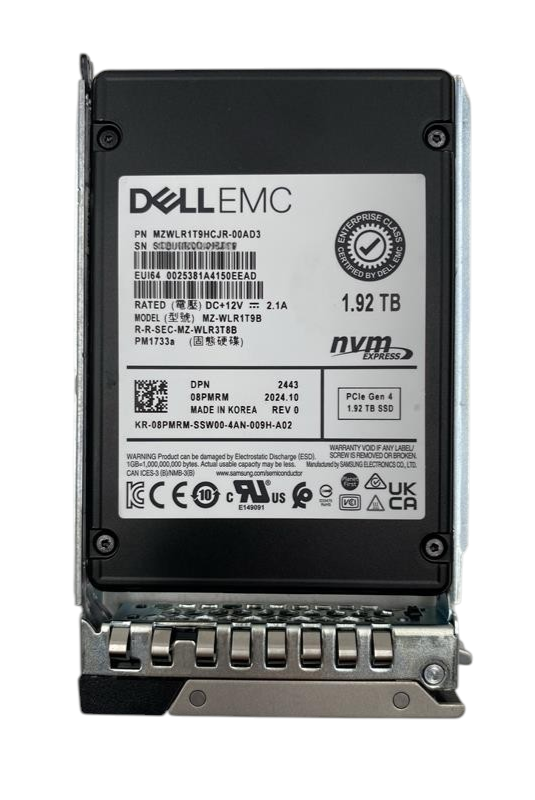 Dell 1.92TB GEN4 TLC RI PCIe NVMe 2.5" SFF Enterprise SSD + G14-17th Caddy 8PMRM