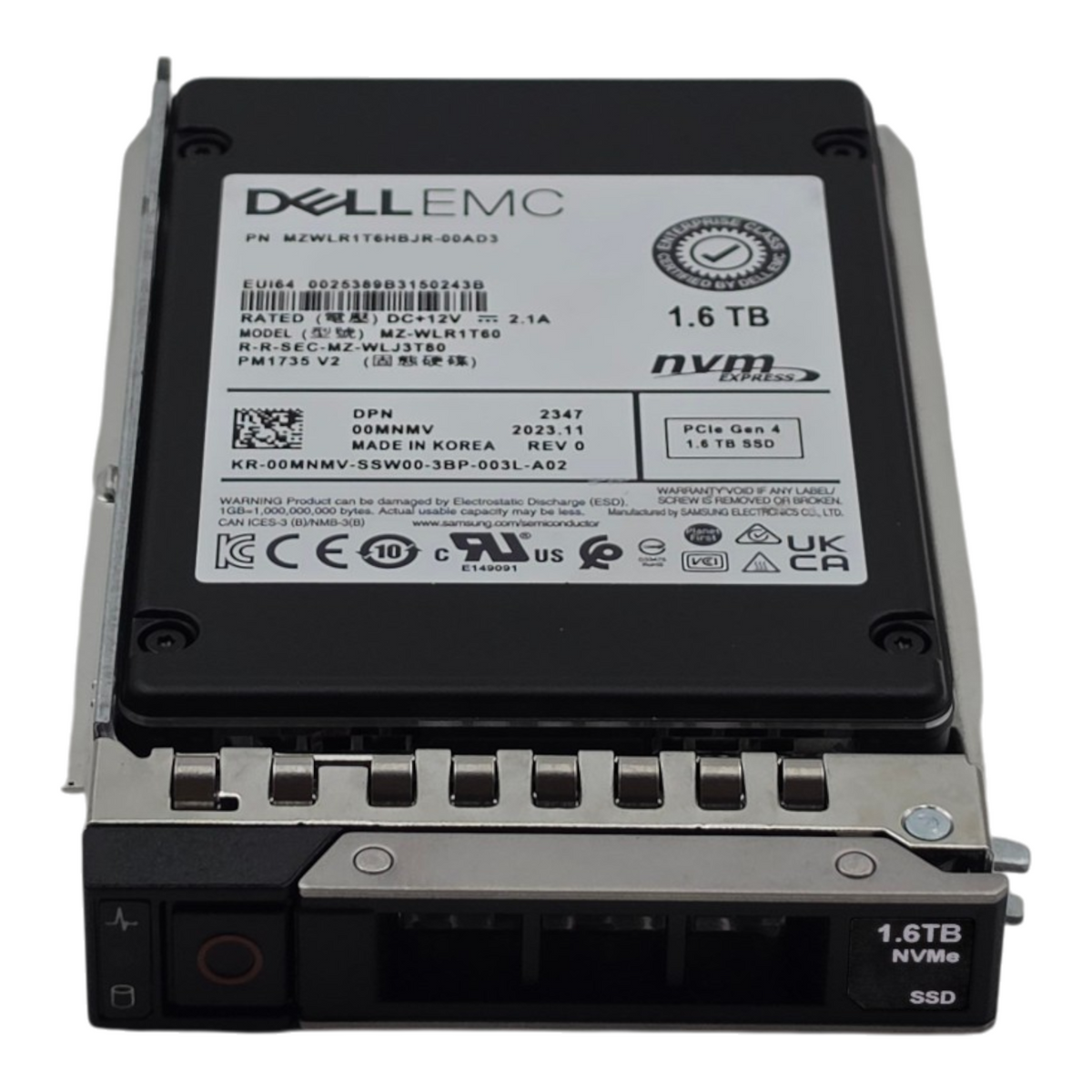 Dell 0MNMV 1.6TB NVMe PCIe U.2 Gen4 Mixed-Use MU TLC 2.5" SFF SSD MZ-WLR1T60
