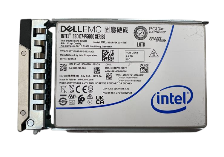 Dell 1.6TB U.2 GEN4 TLC MU PCIE NVMe 2.5" Enterprise SSD + G14-17th Caddy C9X5T