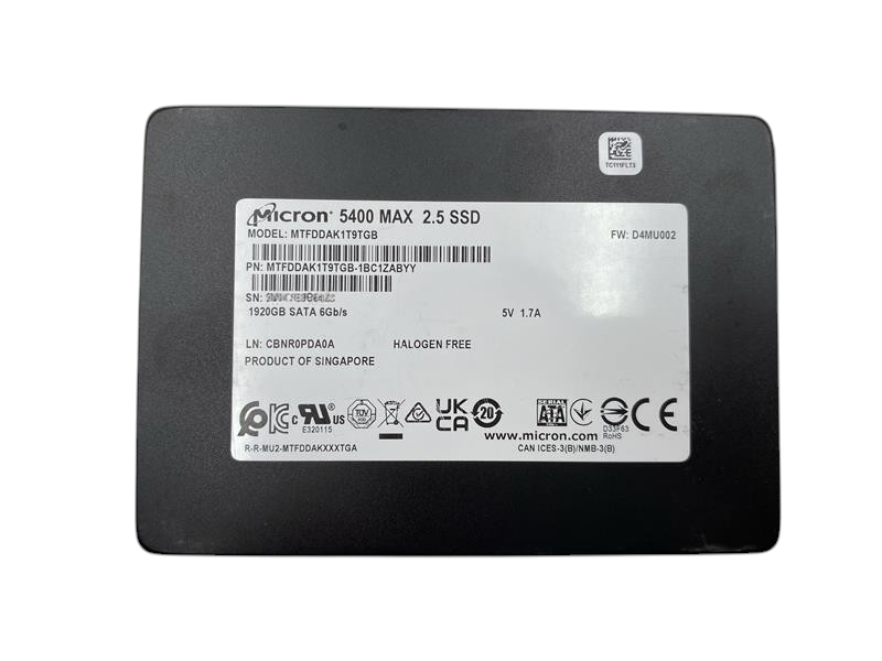 Micron 5400 MAX 1.92TB 6G SATA Mixed Use 2.5" SFF SSD - MTFDDAK1T9TGB-1BC1ZABYY
