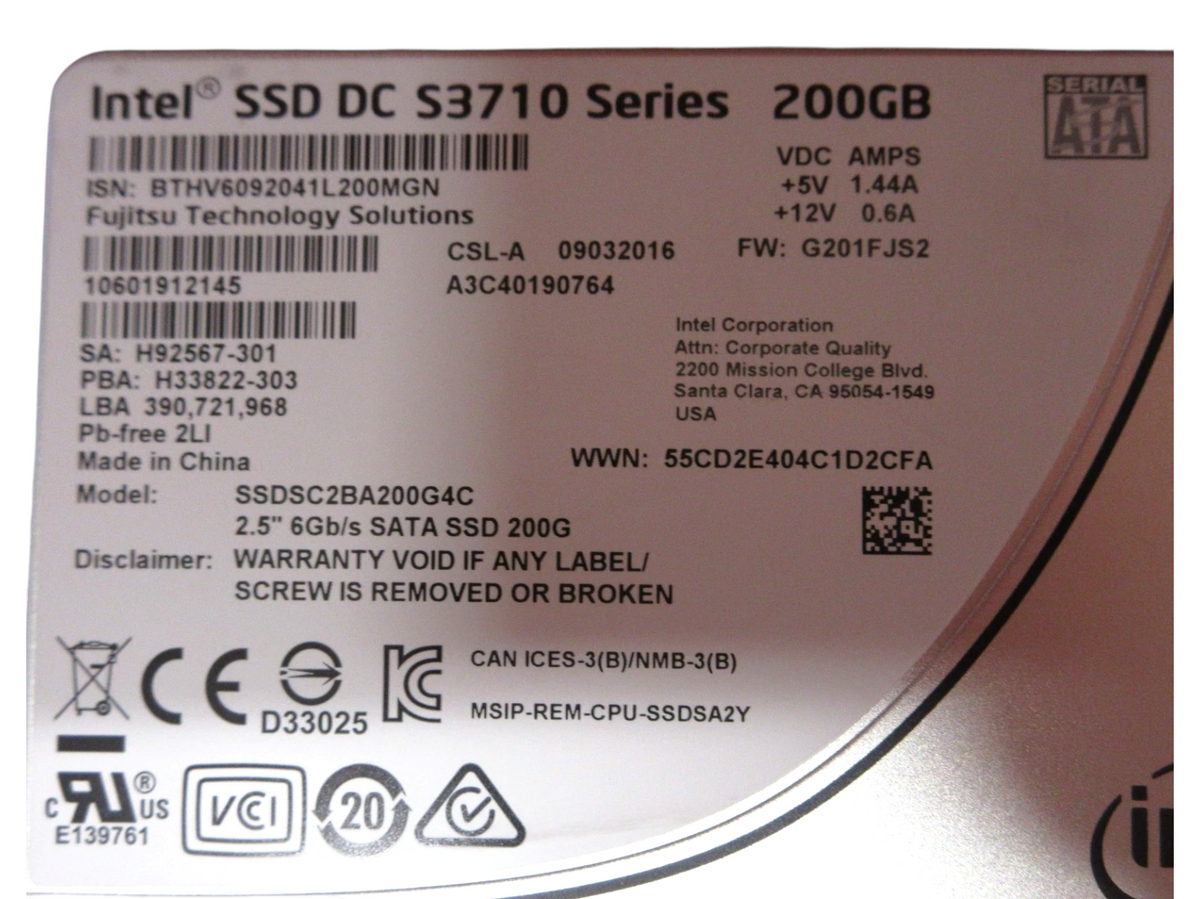 Intel SSD DC S3700 Series 200Gb 2.5" SFF SATA 6Gb/s Internal SSD SSDSC2BA200G4