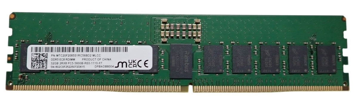 NEW Micron 32GB 2Rx8 PC5-5600B DDR5 ECC RDIMM Server Memory MTC20F2085S1RC56BD2