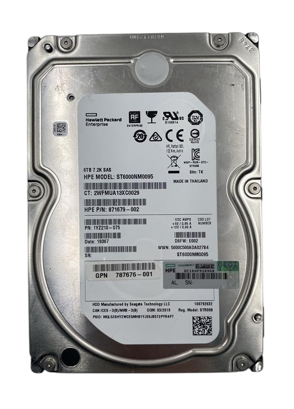 HP 6TB 7.2K 12G 512e SAS 3.5" LFF HDD Hard Drive - J9F43A 787676-001 871679-002