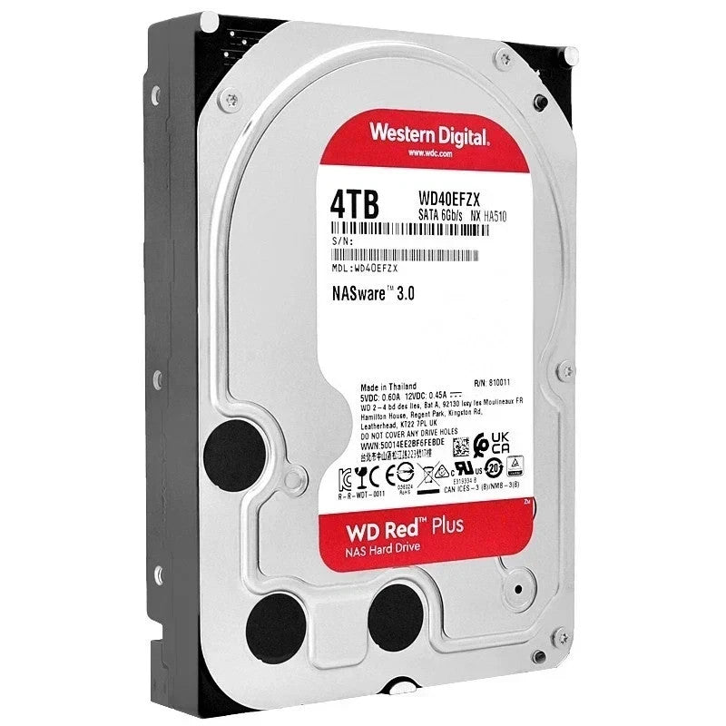 Western Digital WD Red Plus 4TB 5.4K 6G SATA 3.5" LFF HDD Hard Drive WD40EFZX