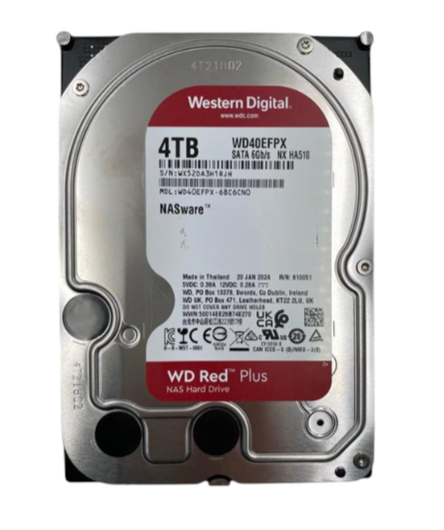 Western Digital WD Red Plus 4TB 5.4K 6G SATA 3.5" LFF HDD Hard Drive WD40EFPX