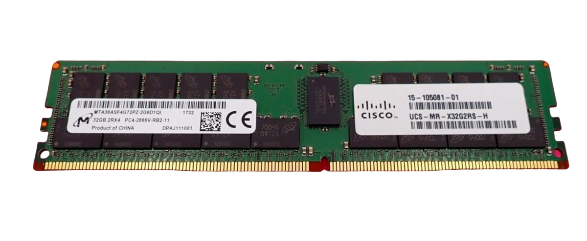 Cisco 32GB 2Rx4 DDR4-2666V PC4-21300 RAM Memory UCS-MR-X32G2RS-H 15-105081-01