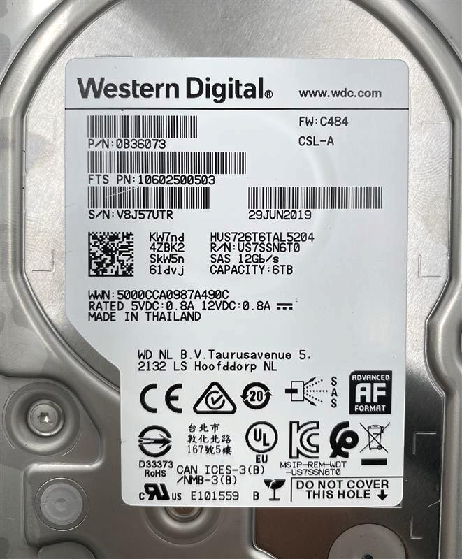 Fujitsu 6TB 7.2K 12G SAS 3.5" HDD with Caddy 10602500503 S26361-F5635-L600