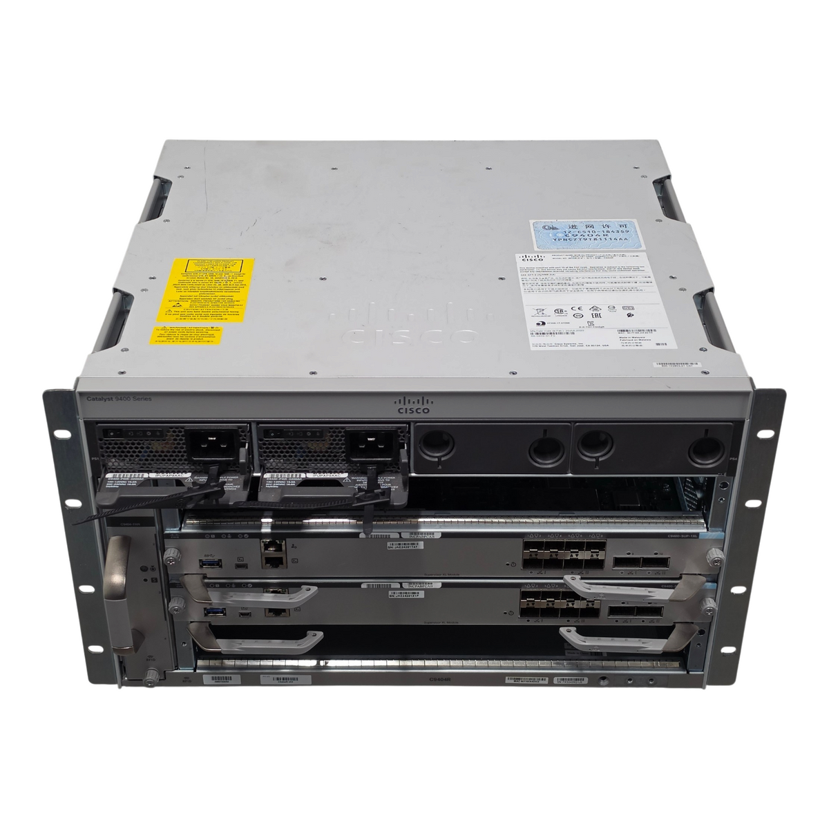 Cisco Catalyst C9404R 4-Slot 6U Switch Chassis w/ 2x C9400-SUP-1XL 2x 3200W PSUs