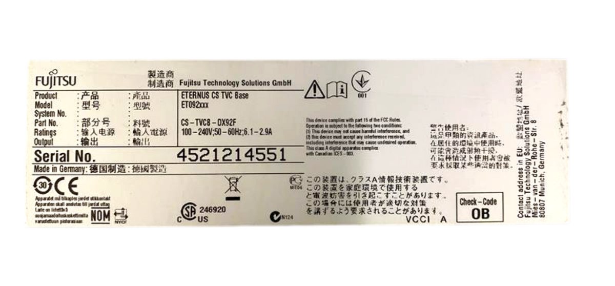 Fujitsu Eternus CS Base TVC DX90 Storage 12xLFF 2xController 2xPSU CS-TVCB-DX92F
