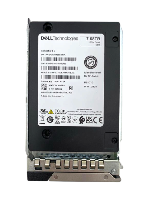 Dell 7.68TB PCIe 4.0 NVMe RI 2.5" SSD 2533N HFS7T6GEJVX171N + G14-17th Caddy