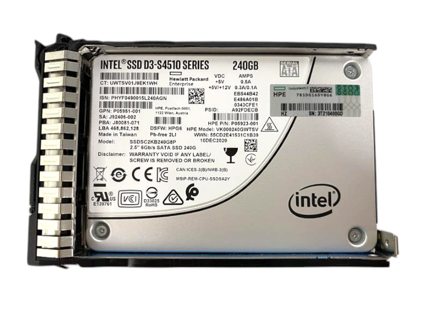 HPE 240GB 6G RI SATA 2.5" SFF Enterprise SSD with Caddy P05924-B21 P05923-001