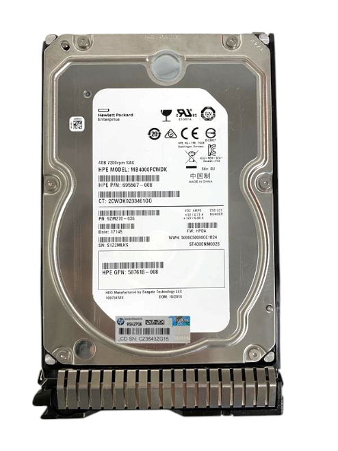 HPE 4TB 7.2K 6G SAS 3.5" LFF Midline HDD Hard Drive with Caddy - 695507-008