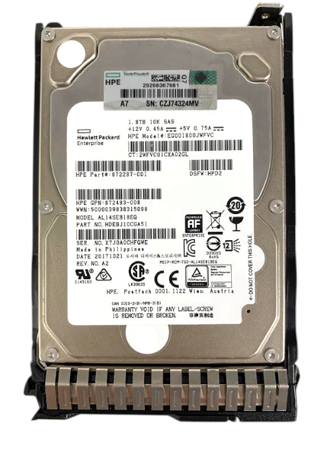 HP 1.8TB 10K SAS 12G 2.5" SFF Enterprise HDD with Caddy 872481-B21 872738-001