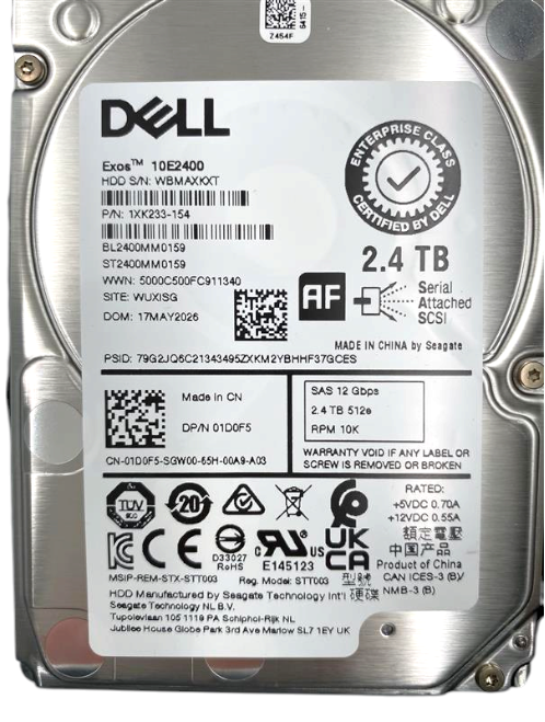 New Dell 2.4TB 10K 12G SAS 2.5" HDD ST2400MM0159 1D0F5 in 3.5" 14-17th Gen Caddy