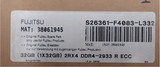NEW Fujitsu 32GB 2Rx4 PC4-2933Y DDR4 REG ECC Server Memory S26361-F4083-L332