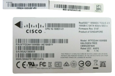 Cisco 100GB SATA 6G 2.5" SED-e Solid State Drive SSD MTFDDAK100MBB FPR2K-SSD100