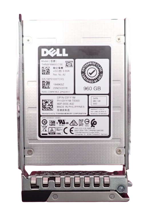 Dell Enterprise 960GB SATA 6G RI 2.5" MLC NAND SSD 31Y1M in 14/15/16th Gen Caddy