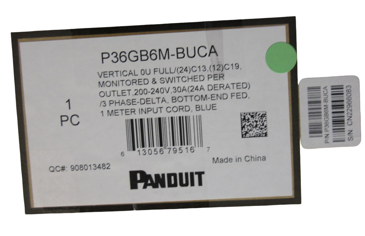 NEW Dell Panduit P36GB6M-BUCA 24xC13 12xC19 240V 30A L15-30P 8.6KW 0U  Rack PDU