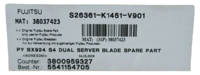 New Fujitsu Primergy BX924 S4 Dual Server Blade CTO No CPU/Mem S26361-K1451-V901