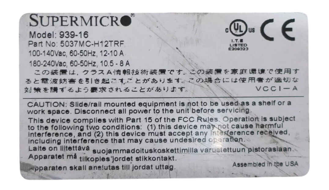 Supermicro MicroCloud 5037MC-H12TRF 12-Node Server X9SCE-F CTO No CPU/Memory/HDD