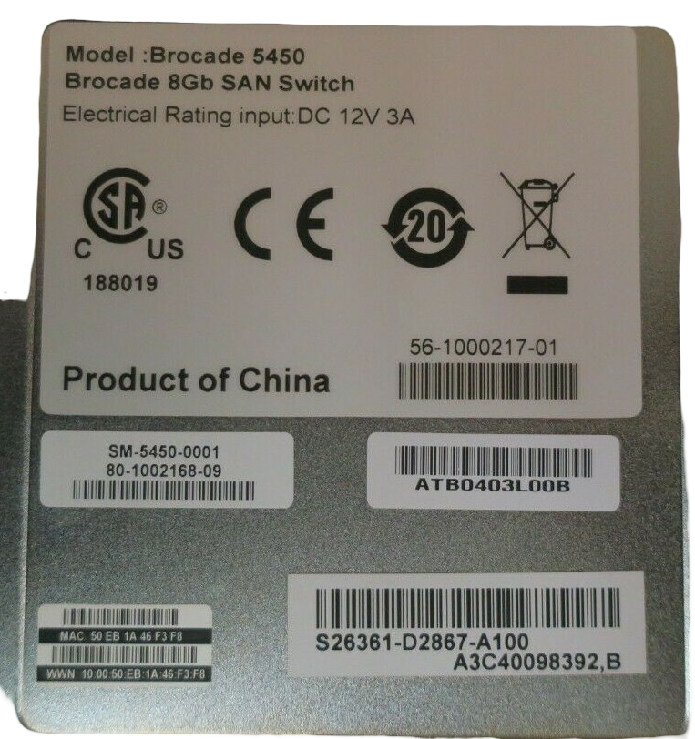 Fujitsu S26361-D2867-A100 A3C40098392 Brocade SM-5450-0001 8GB FC Switch Module