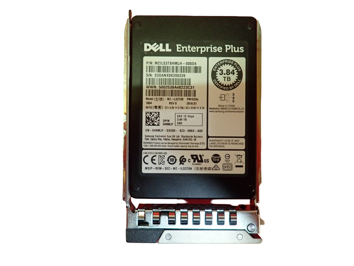 NEW Dell 3.84TB 2.5" SAS 12Gb RI TLC SSD MZ-ILS3T8B 4NMJF + 14th/15th Gen Caddy