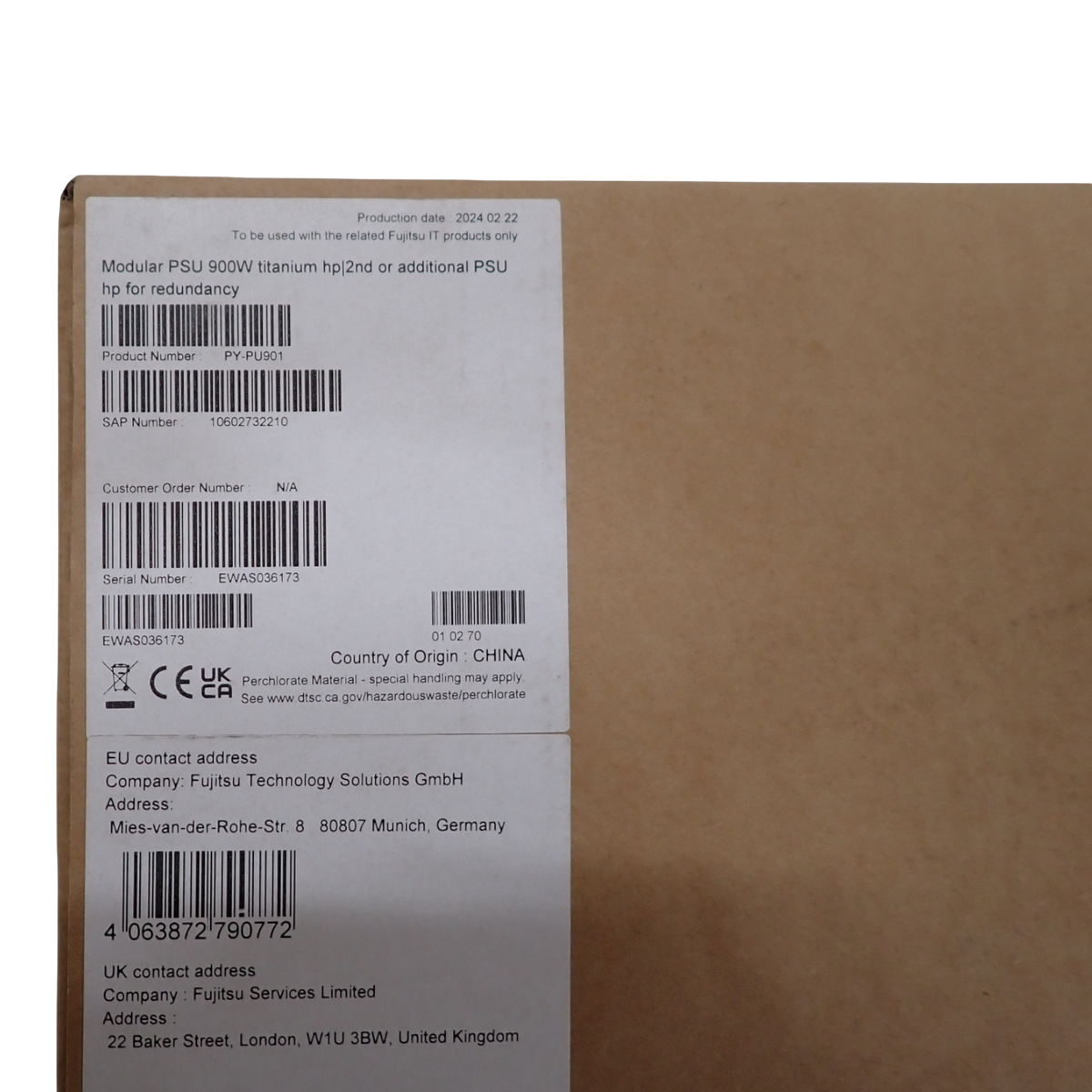 NEW Fujitsu 900W Titanium PSU Modular Hot Plug HP 38064845 S26113-F629-L10