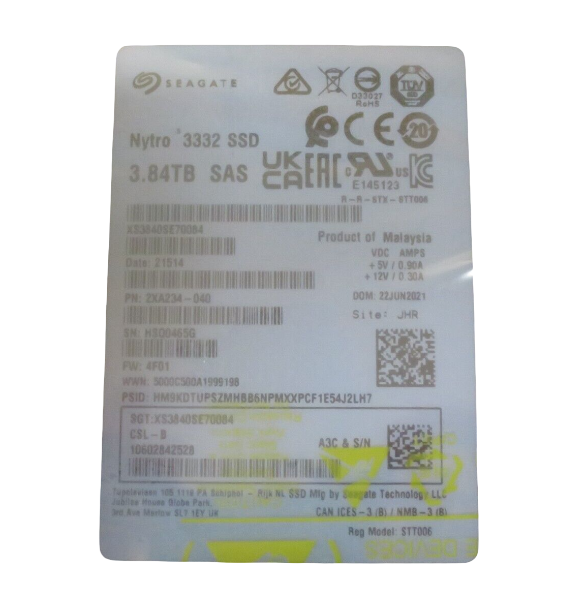 NEW Fujitsu 3.84TB SSD SAS 12Gb/s Write Intensive IN SFF SLIM S26361-F5870-L384