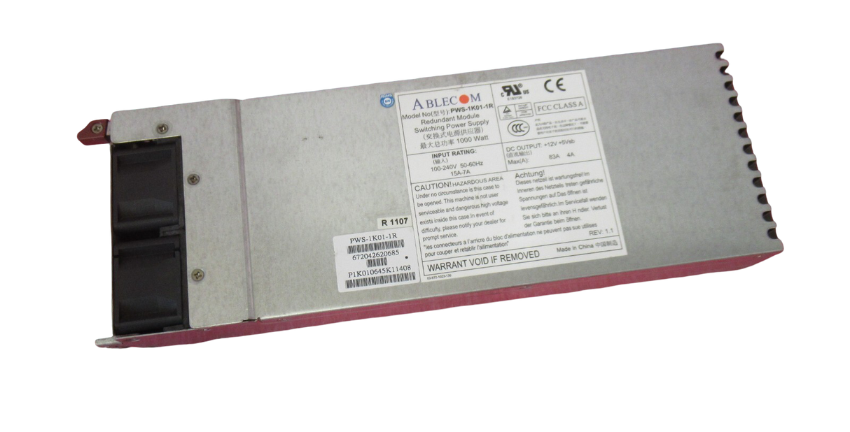 Ablecom PWS-1K01-1R 1000-Watts ATX Redundant Switcing Power Supply