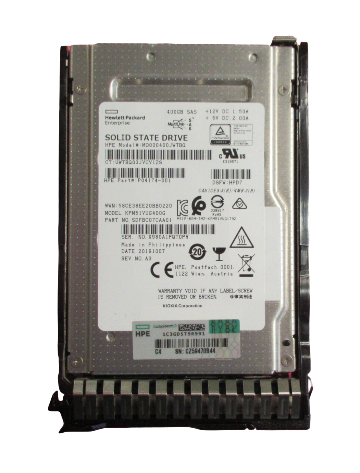 HPE 400GB SAS 12G MU 2.5" Hot-Plug Solid State Drive SSD P06576-001 P04525-B21