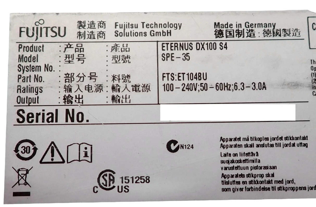 Fujitsu Eternus DX100 S4 Storage System 12x LFF Bay 2x PSU NO CONTROLLERS