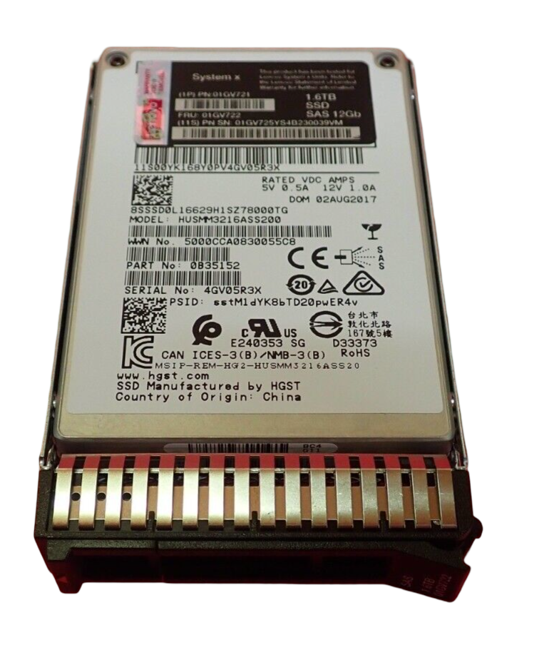 Lenovo SystemX 1.6TB SSD SAS 12G WI G3HS 2.5" Enterprise Performance 01GV722