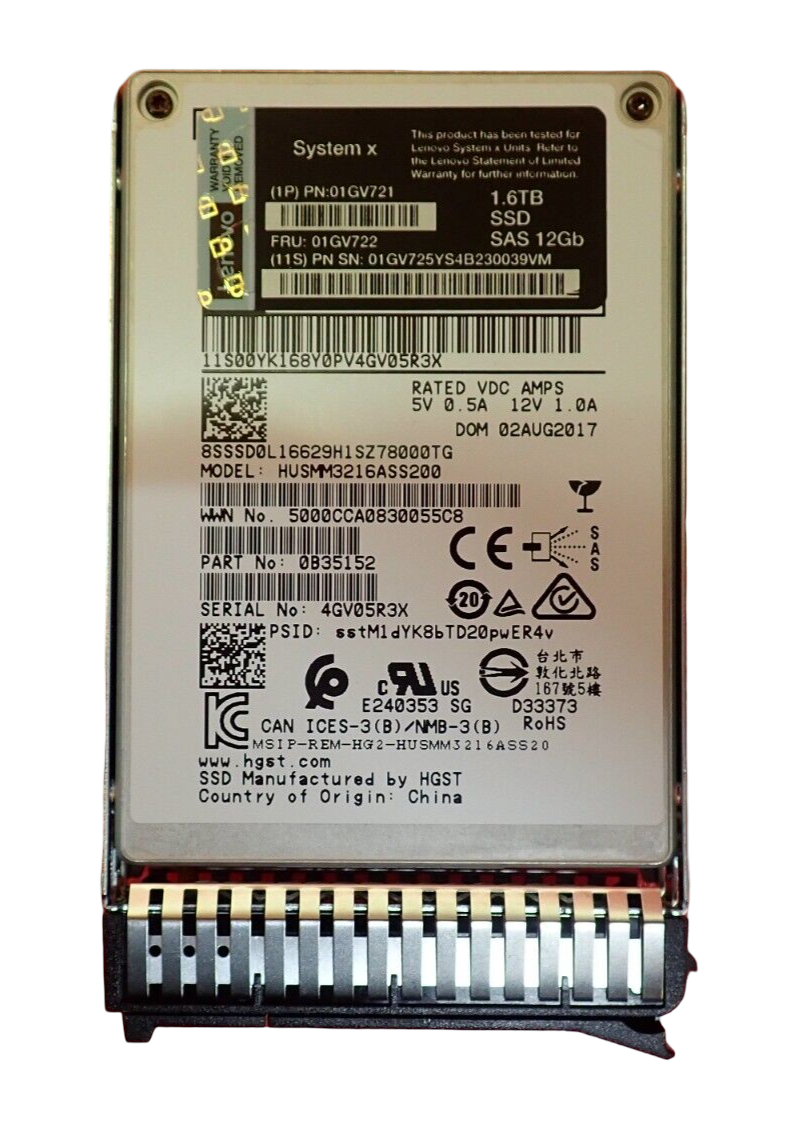 Lenovo SystemX 1.6TB SSD SAS 12G WI G3HS 2.5" Enterprise Performance 01GV722