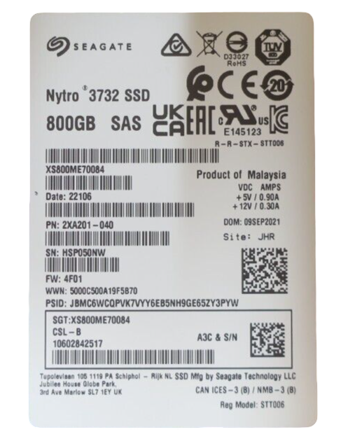 NEW Fujitsu 800GB SAS 12G Write Intensive SFF 2.5" HotPlug SSD S26361-F5835-L800