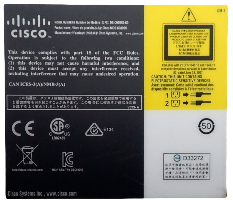 Cisco MDS 9396S 96x 16G FC (84-Active) Multilayer Fabric Switch DS-C9396S-K9