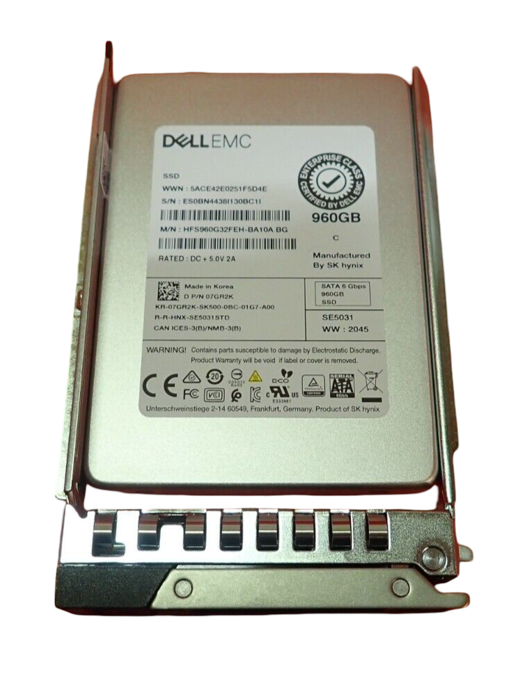 Dell 960GB SATA 6G MU TLC 2.5" SSD 7GR2K HFS960G32FEH-BA10A + 14/15th Gen Caddy