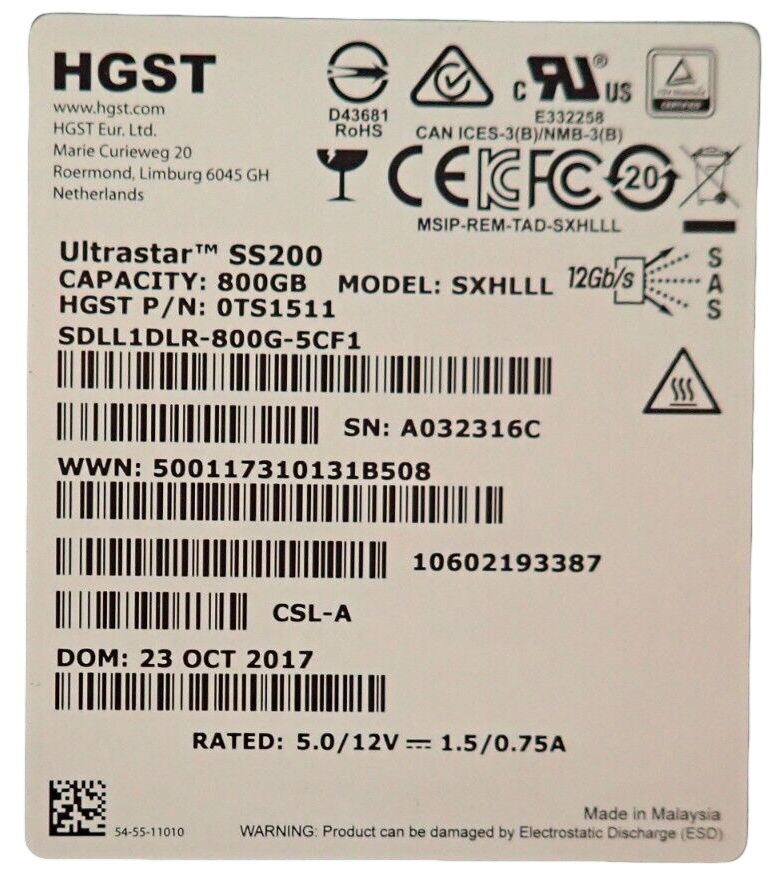 Fujitsu 800GB SAS 12Gb/s MU 2.5" SFF MLC Solid State Drive SSD S26361-F5666-L800