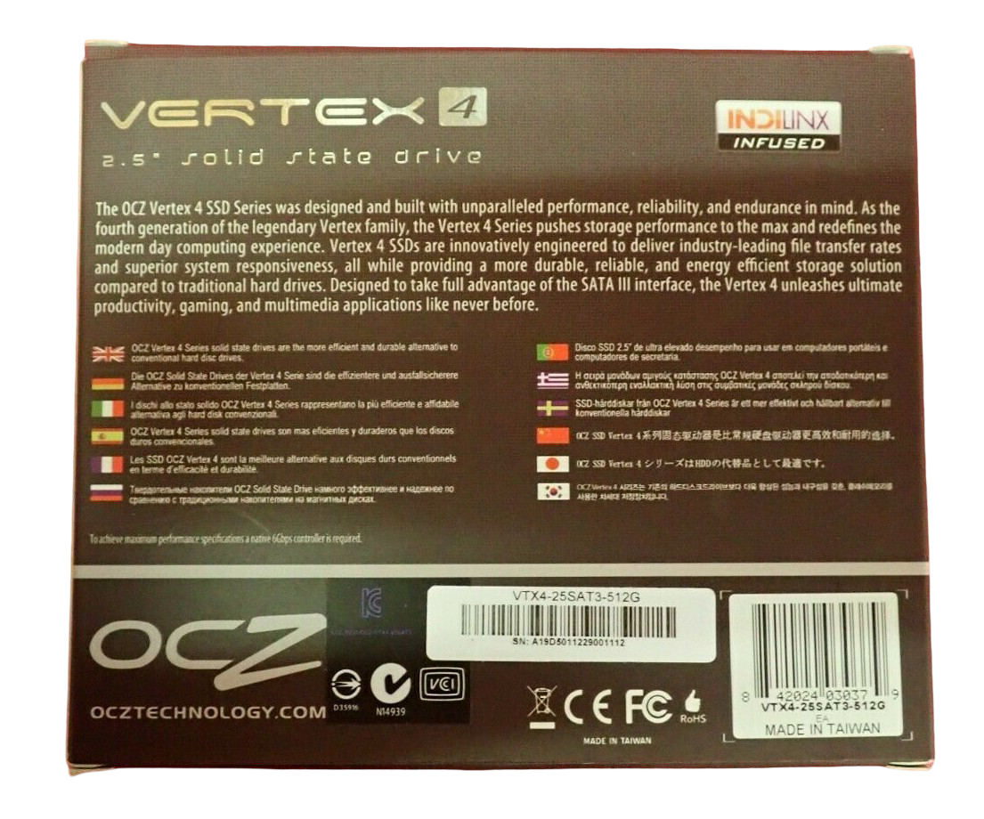 NEW Sealed Dell Vertex 4 512GB SATA 6Gb/s MLC 2.5" SSD - VTX4-25SAT3-512G PY89T