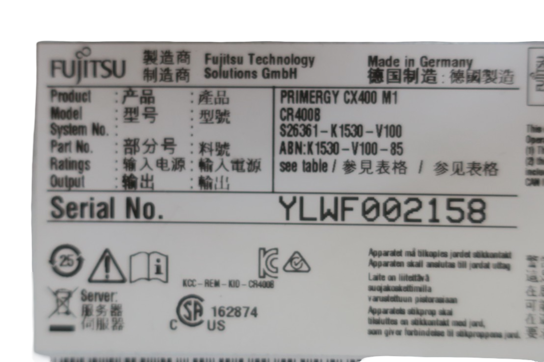 Fujitsu Primergy CX400 M1 7.2TB HDD 4x CX2550 M2 8x E5-2603 v4 64GB Node Server