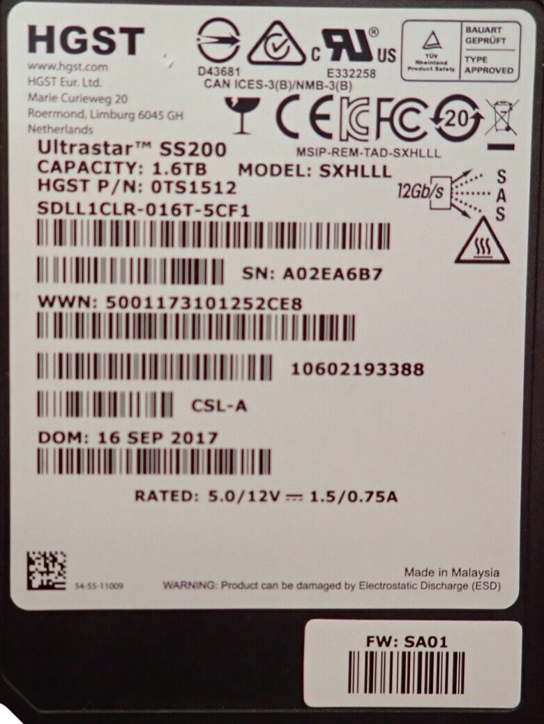 Fujitsu 1.6TB 2.5" SAS 12G MU Hot-Plug Solid State Drive SSD S26361-F5666-L160