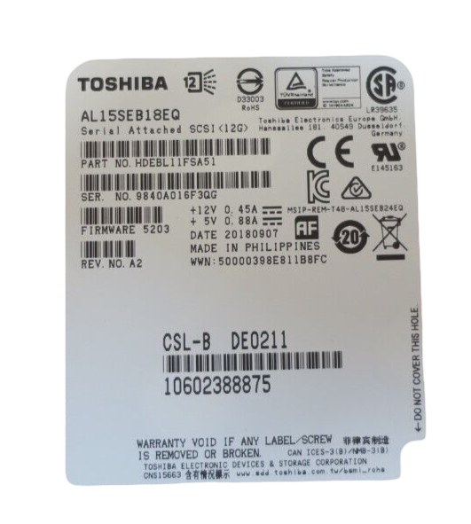 Fujitsu 1.8TB 2.5" SAS 12G 10K Hard Disk Drive HDD S26361-F5929-L118
