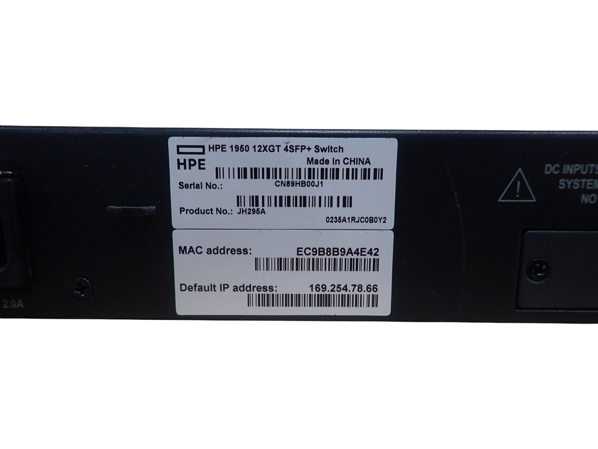 HPE OfficeConnect 1950 12XGT 12x 10G RJ-45 + 4x 10G SFP+ Port  1U Switch JH295A