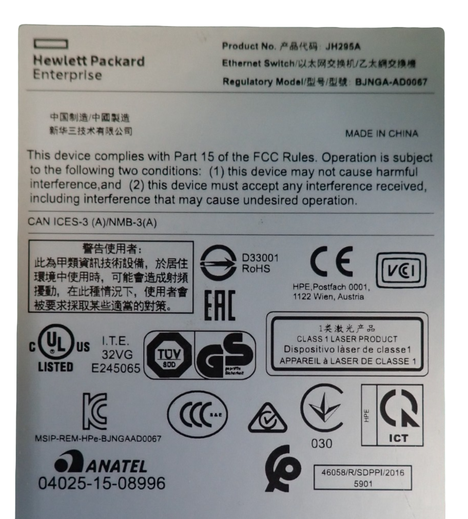 HPE OfficeConnect 1950 12XGT 12x 10G RJ-45 + 4x 10G SFP+ Port  1U Switch JH295A