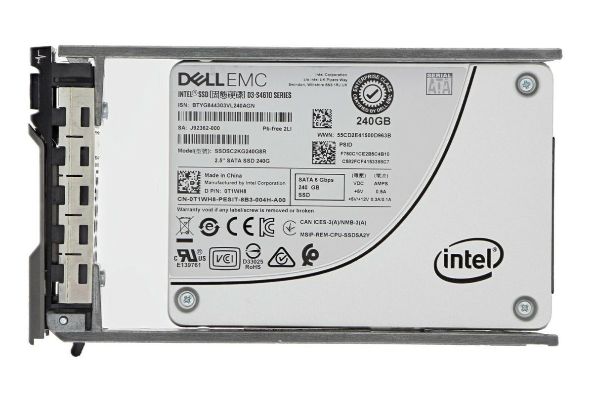 New Dell Enterprise 240GB 2.5" SATA 6G Mix Use NAND TLC SSD T1WH8 SSDSC2KG240G8R