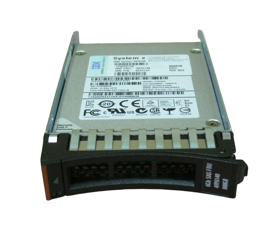 IBM 49Y6140  800GB 2.5'' 6G SAS MLC HS SSD Drive 49Y6139 49Y6143 System X HS23