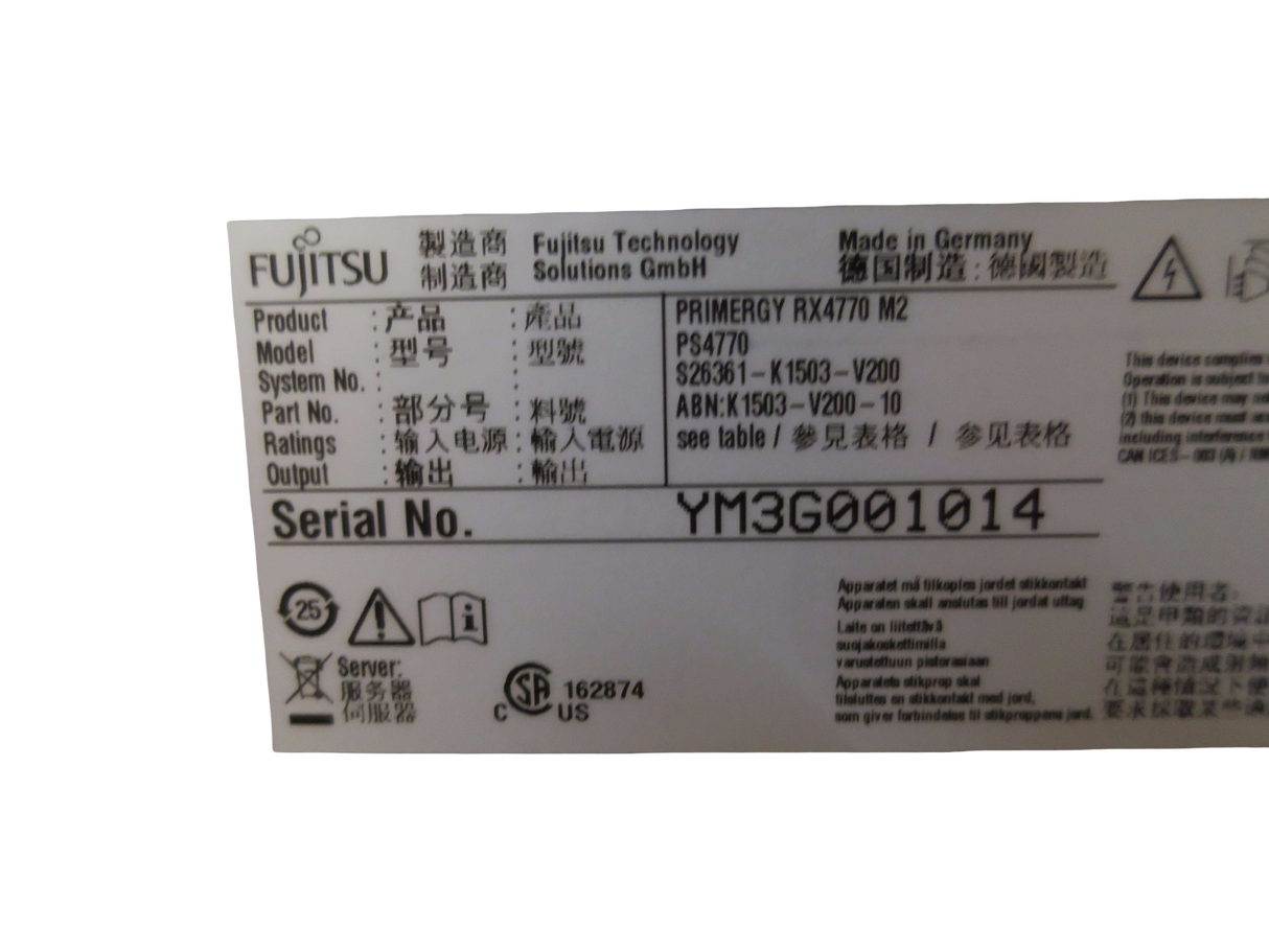 Fujitsu Primergy RX4770 M2 0M 0CPU CTO Rack Server S26361-K1503-V200